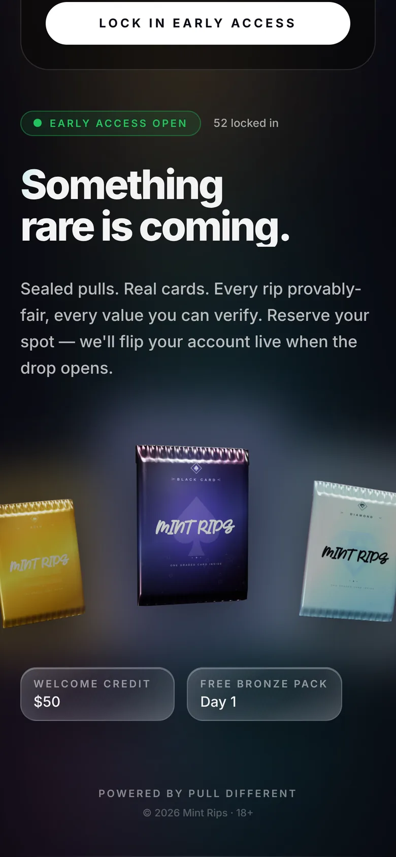 Mint Rips website on a phone